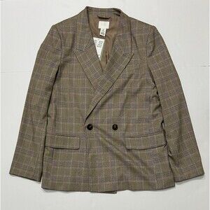 H&M Plaid Brown Blazer Jacket Size Women's S Brown